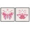 Stupell Industries Pink Folk Butterflies 2pc Framed Giclee Set, design by Kim Allen